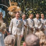 Zoe and Deon with their family and friends at their intimate micro wedding at Maison La Plage, Noosa.