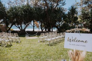 Zoe and deon noosa wedding circle white arbour that is included in our oceanic dream package 